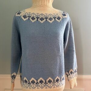 Vintage Hand Knit Nordic Wool Sweater, Medium, Scandinavian